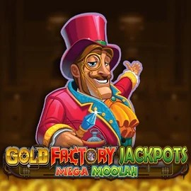 Gold Factory Jackpots Mega Moolah by Aurum Signature Studios, showcased at instant-casinoo.com – game logo